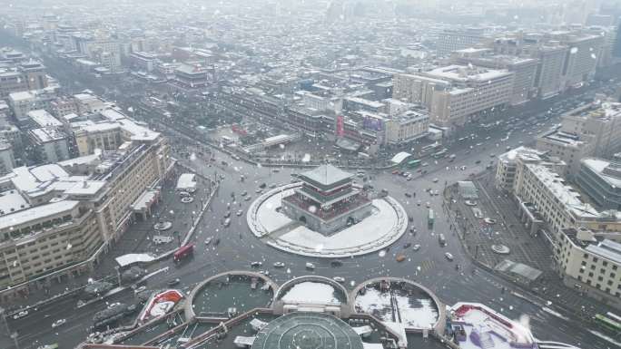 西安地标雪景