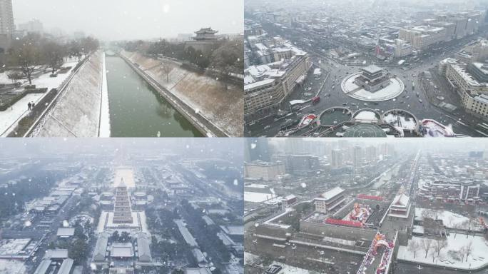 西安地标雪景