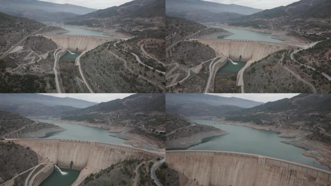 西班牙安达卢西亚格拉纳达地区的水库和水力发电厂“Embalse de Rules”处于低水位