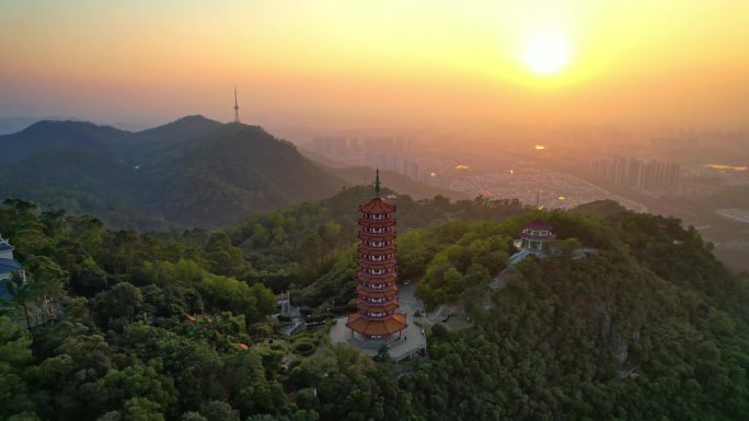 广东江门鹤山大雁山纪元塔日出