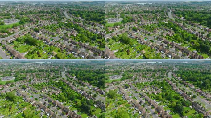 英国邓斯特布尔附近住宅开发的无人机视图