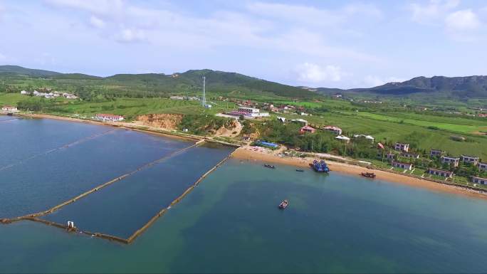 大连 海滨 水产 渔村 养殖场 航拍4K