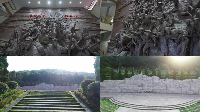 全州湘江战役纪念馆烈士陵园雕塑4K航拍