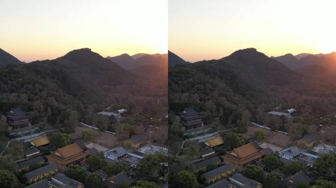 杭州西湖雷峰塔航拍雷锋夕照