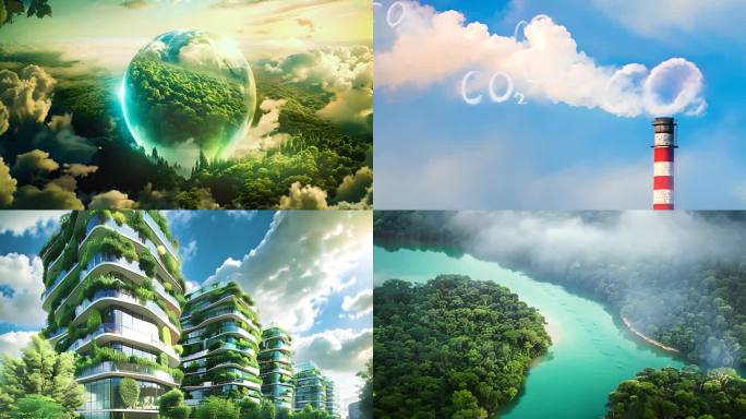 4K绿色地球绿水青山低碳环保概念合集
