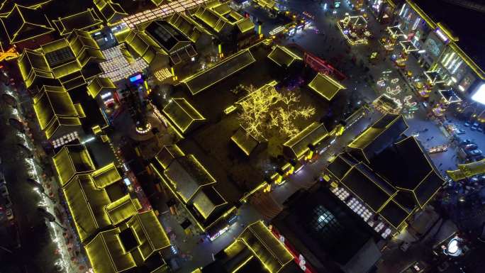 沈阳北市场皇寺夜景4K航拍素材（3）