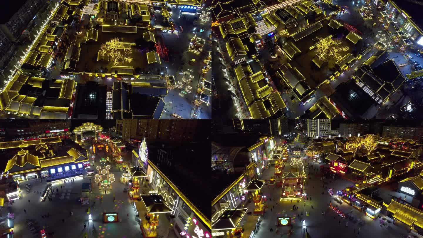 沈阳北市场皇寺夜景4K航拍素材（3）
