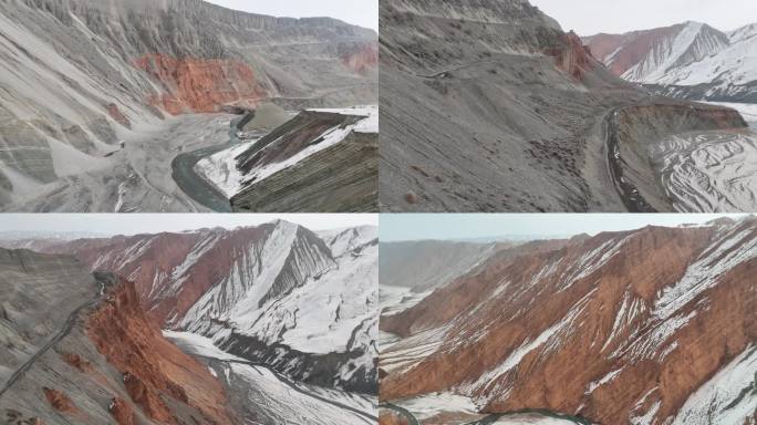 航拍新疆北疆冬日安集海大峡谷