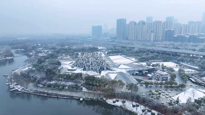 合肥滨湖新区塘西河公园雪景