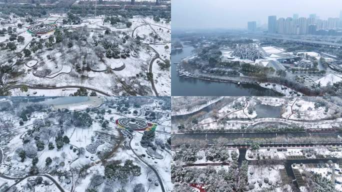 合肥滨湖新区塘西河公园雪景