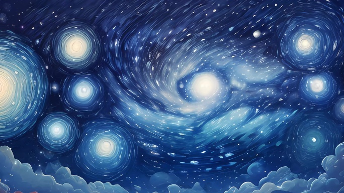 原创8K梵高星空梵高油画循环