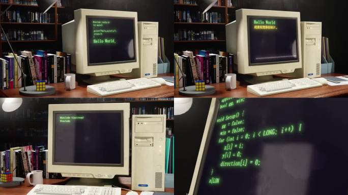 (C4D+AE) 80年代老电脑书房三维