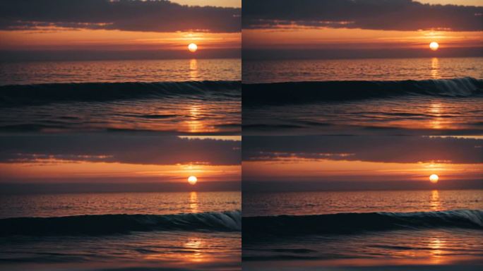 海边夕阳海浪黄昏落日日落傍晚氛围