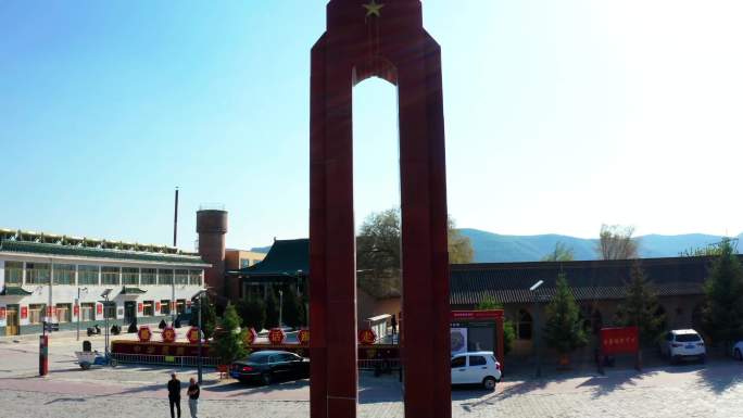 若尔盖航拍县城红军纪念碑达扎书院 航拍