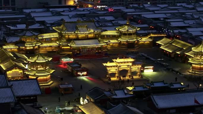 大同古城纯阳宫广场夜景