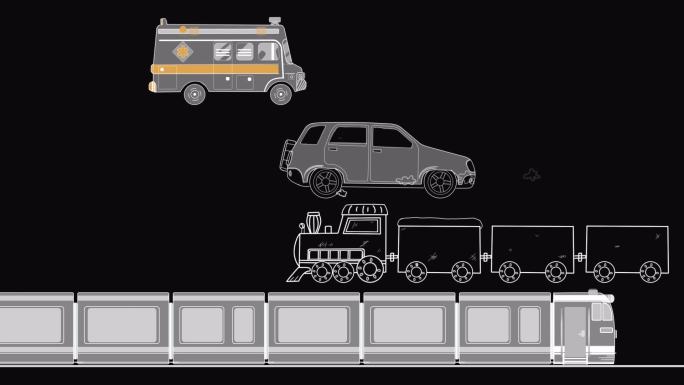 4款带通道的卡通汽车/火车/救护车动画