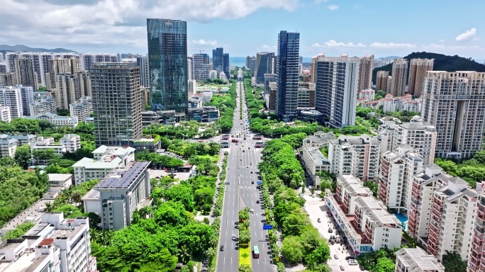 海南省三亚市区交通道路航拍视频