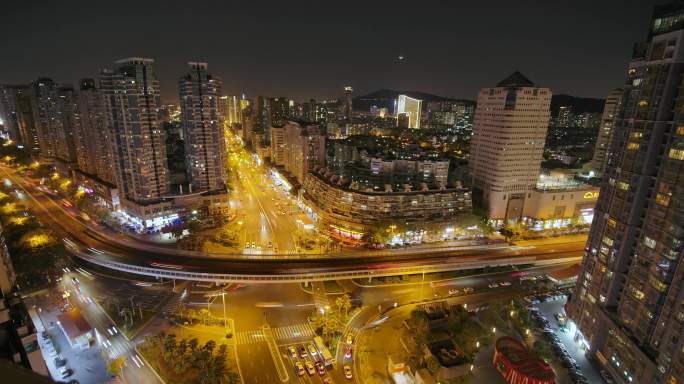 4K城市夜景车流 延时摄影