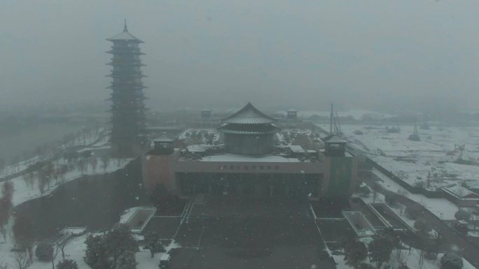 扬州雪景、三湾公园雪景、大运河博物馆雪景