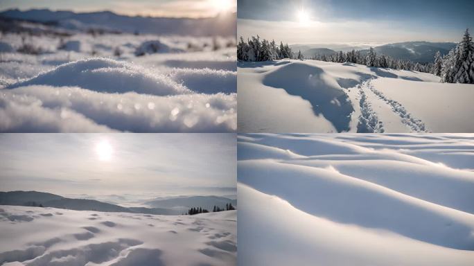 大雪之后森林阳光雪景视频动画