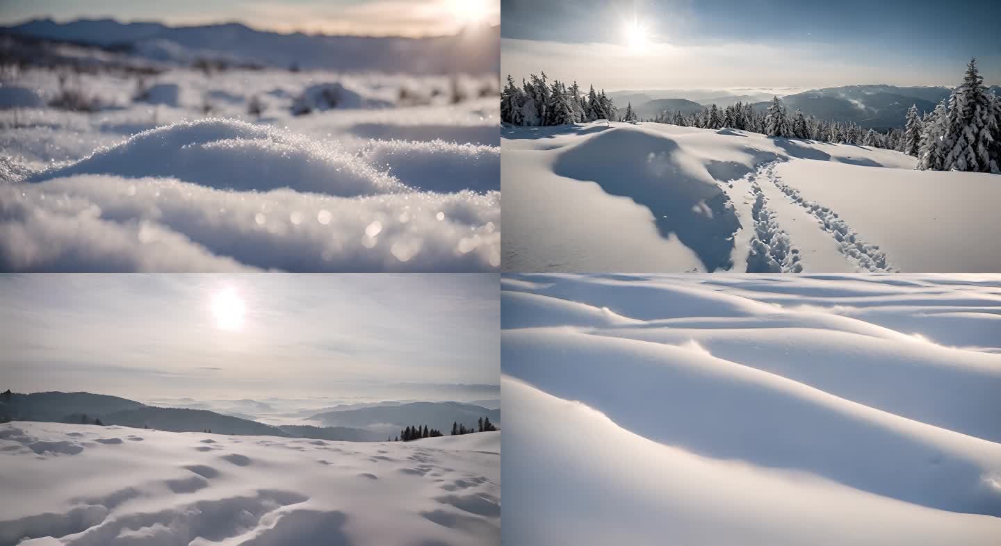 大雪之后森林阳光雪景视频动画
