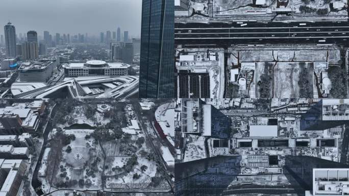 4K航拍武汉城市风光雪景