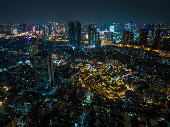 永庆坊夜景航拍延时