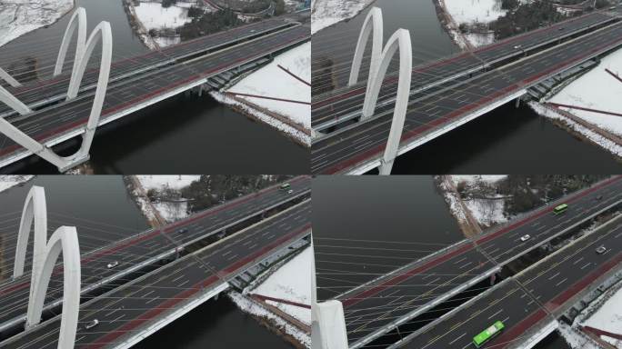 西咸雪景沣东镐京大桥沣河生态湿地公园11