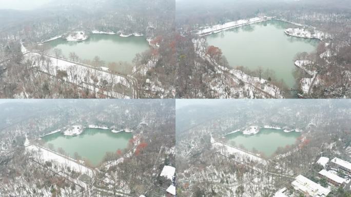南京紫霞湖雪 航拍