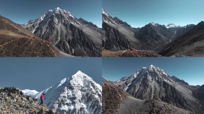 雅拉雪山高原上上奔跑的人