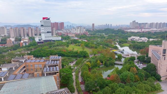 福州大学旗山校区航拍校园风景风光