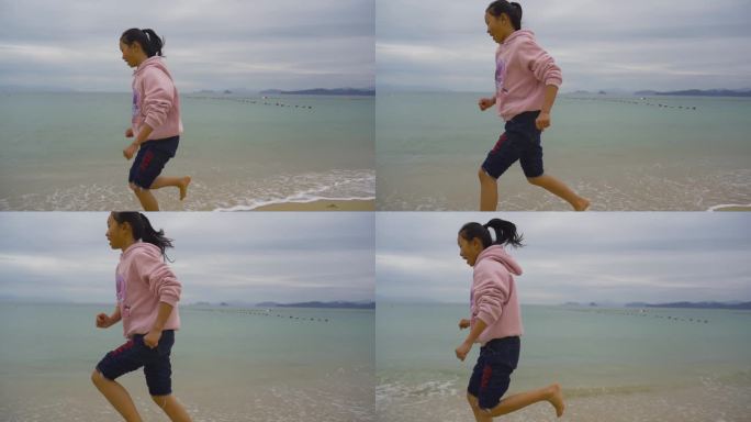 海滩 海边 海水小女孩 脚步双脚 脚印