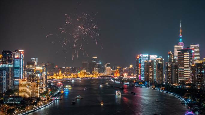 北京上海夜景 元宵 城市烟花秀 烟花