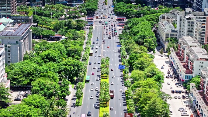海南省三亚市区交通道路航拍视频