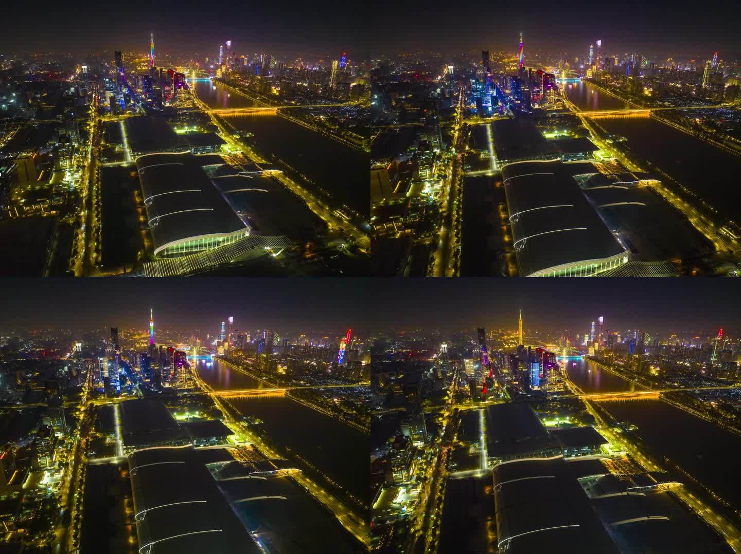 广州 琶洲会展中心 夜景延时航拍