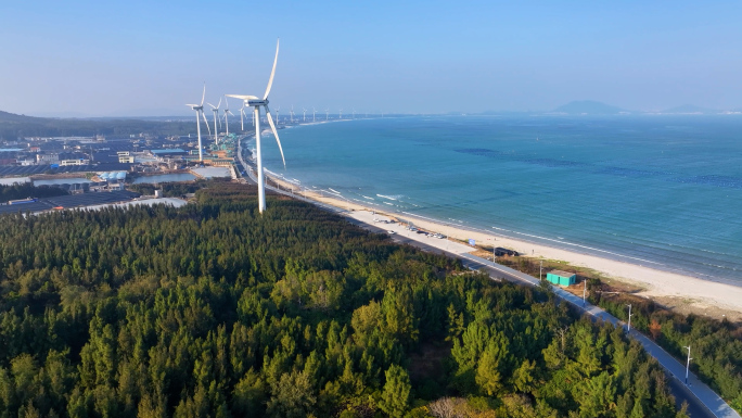 海边风力风车绿色低碳发电绿色能源