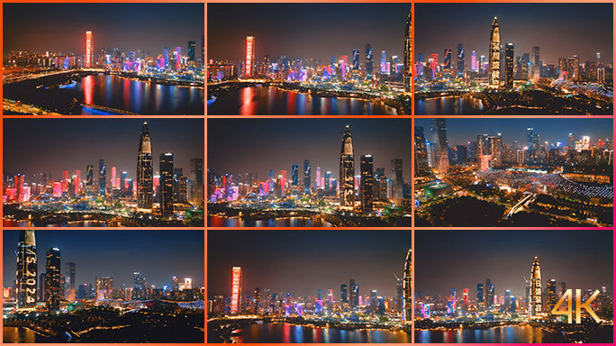 深圳地标合集 城市夜景航拍素材包 片头