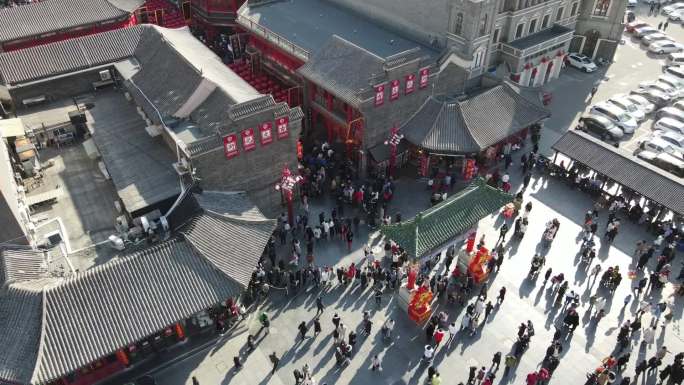 天津古文化街过年街景人山人海