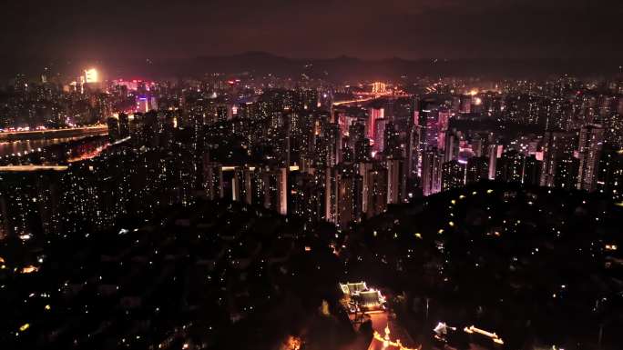 4K 重庆江北鸿恩寺夜景万家灯火