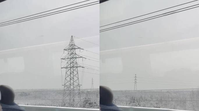 冬日外出旅行高铁雪景