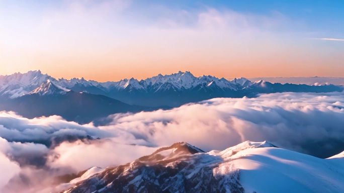 雪山顶上的云海