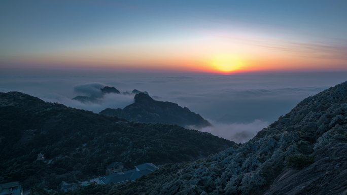 4K黄山景区云海日落