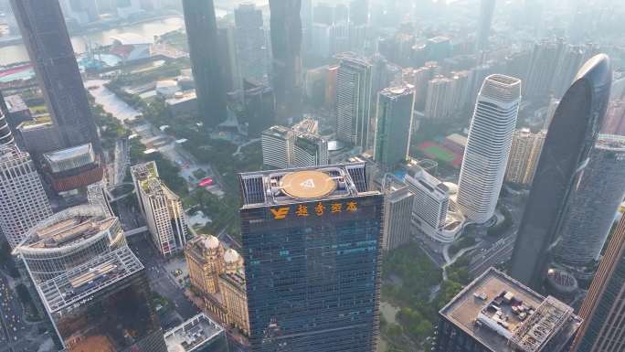 广州花城广场航拍珠江新城高楼大厦摩天大楼