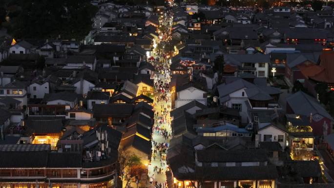 大理古城夜景航拍4K高清