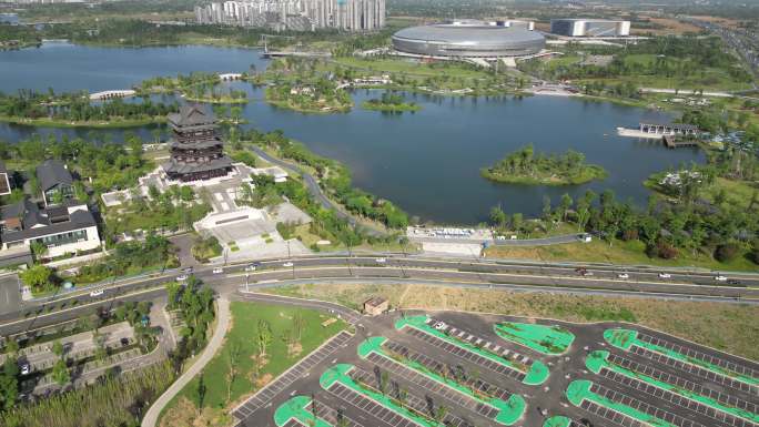 东安湖 东安阁 东岸书院 公园 建筑