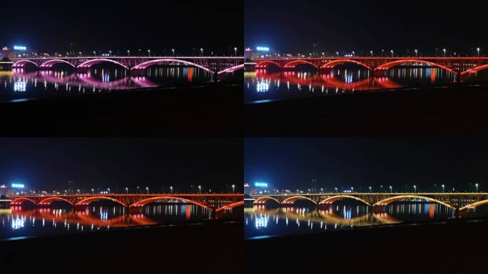 夜色中的广元市嘉陵江大桥灯光