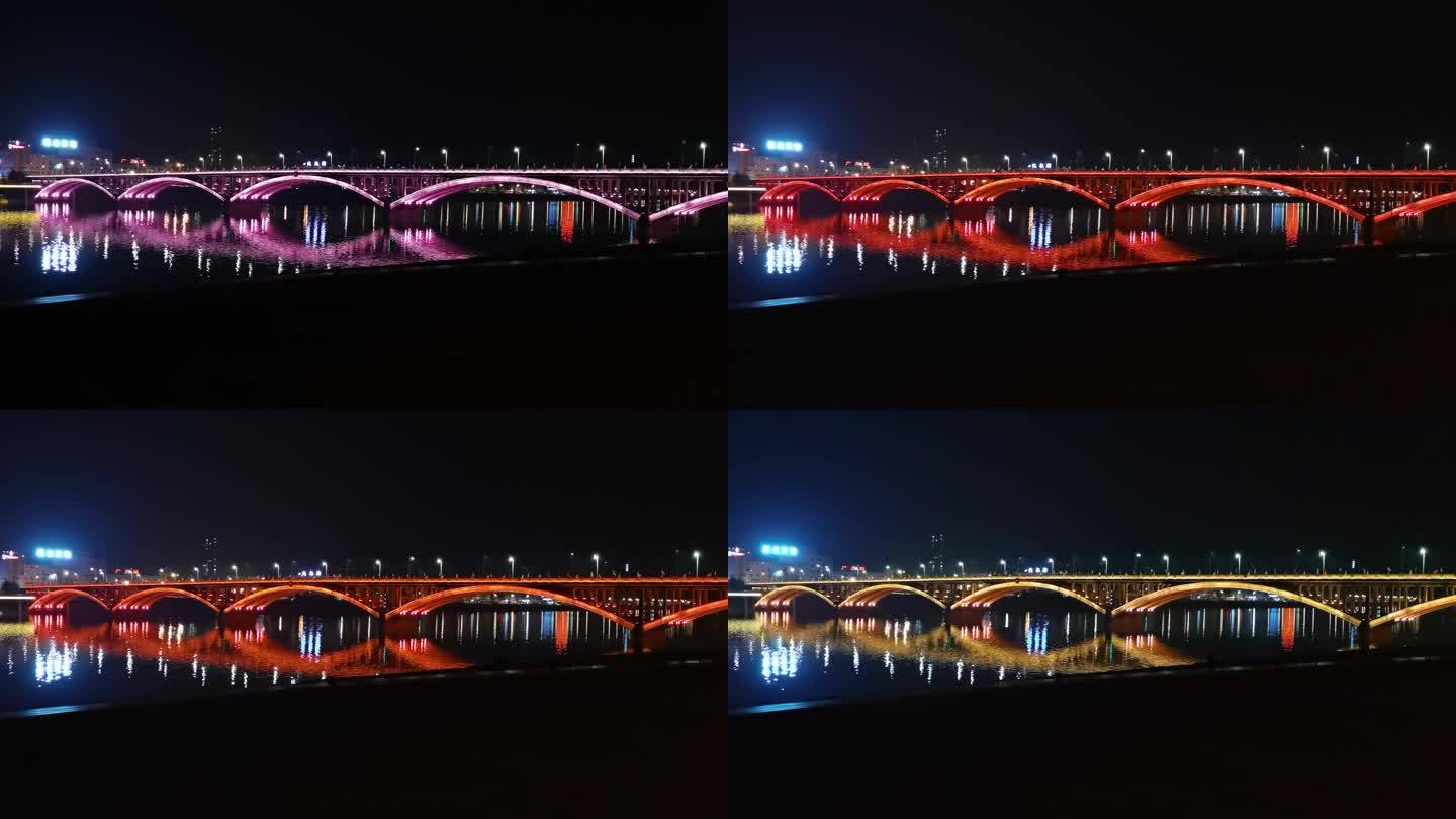 夜色中的广元市嘉陵江大桥灯光