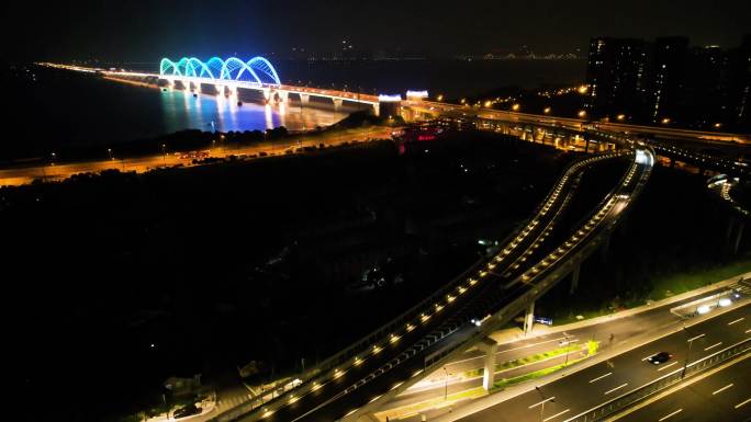 杭州九堡大桥车辆车流夜景视频素材4