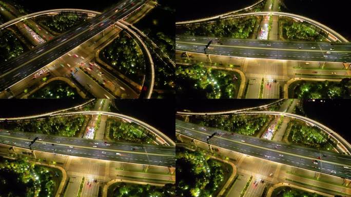 杭州萧山区市心路互通立交桥高架桥夜景延时