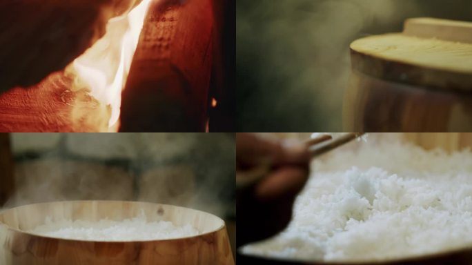农村烹饪米饭